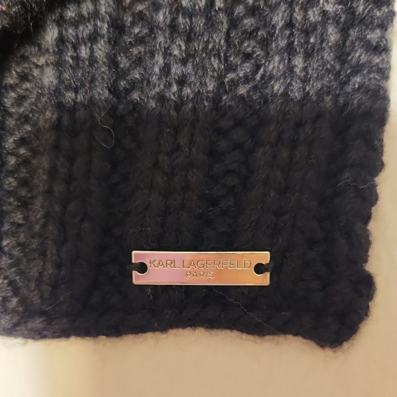 Karl Lagerfeld Black Pearl-Embellished Cable Knit Women's Sweater - Picture 2 of 4